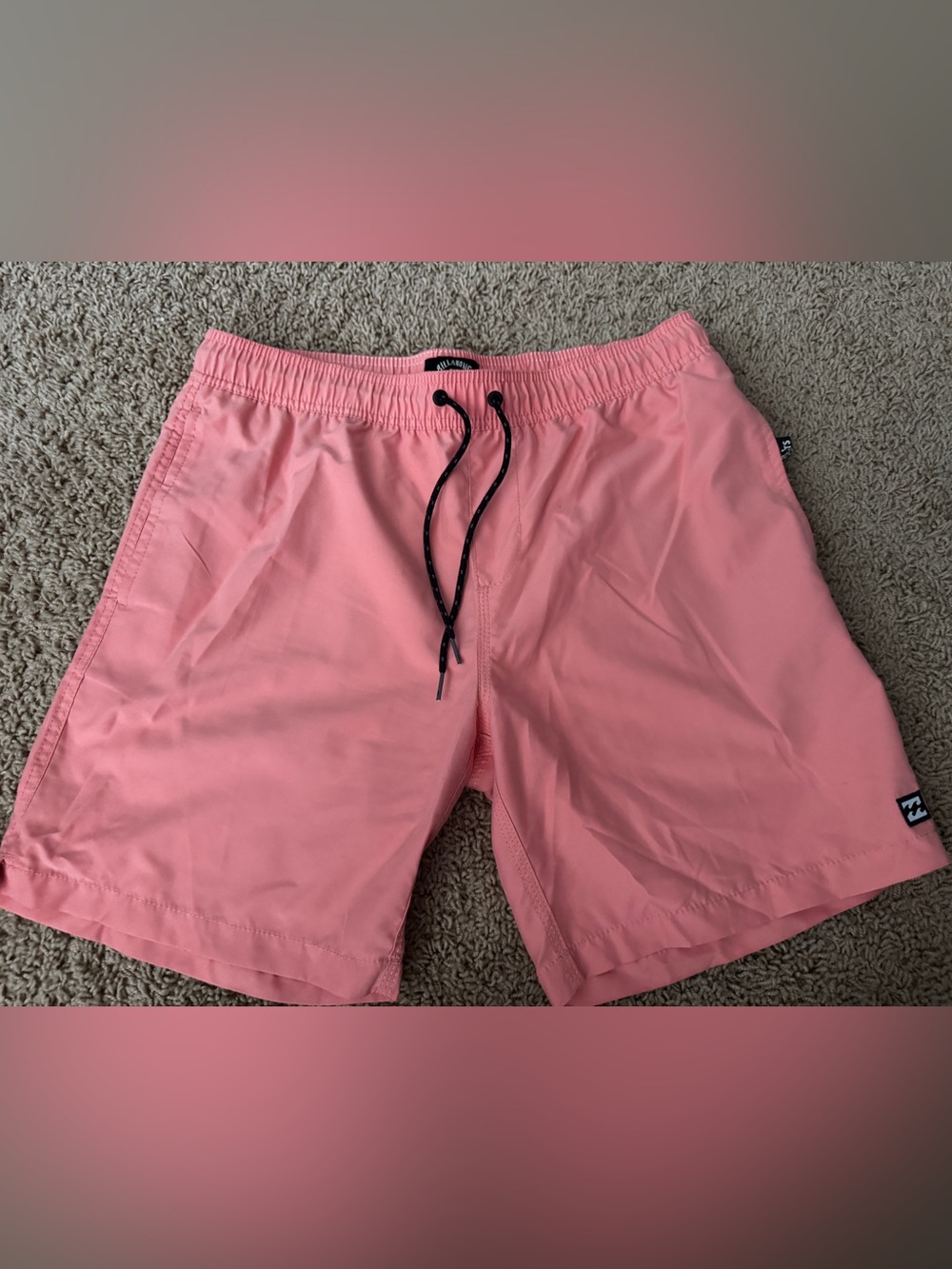 Billabong Men’s Coral Pink Swim Board Shorts with Black Drawcord